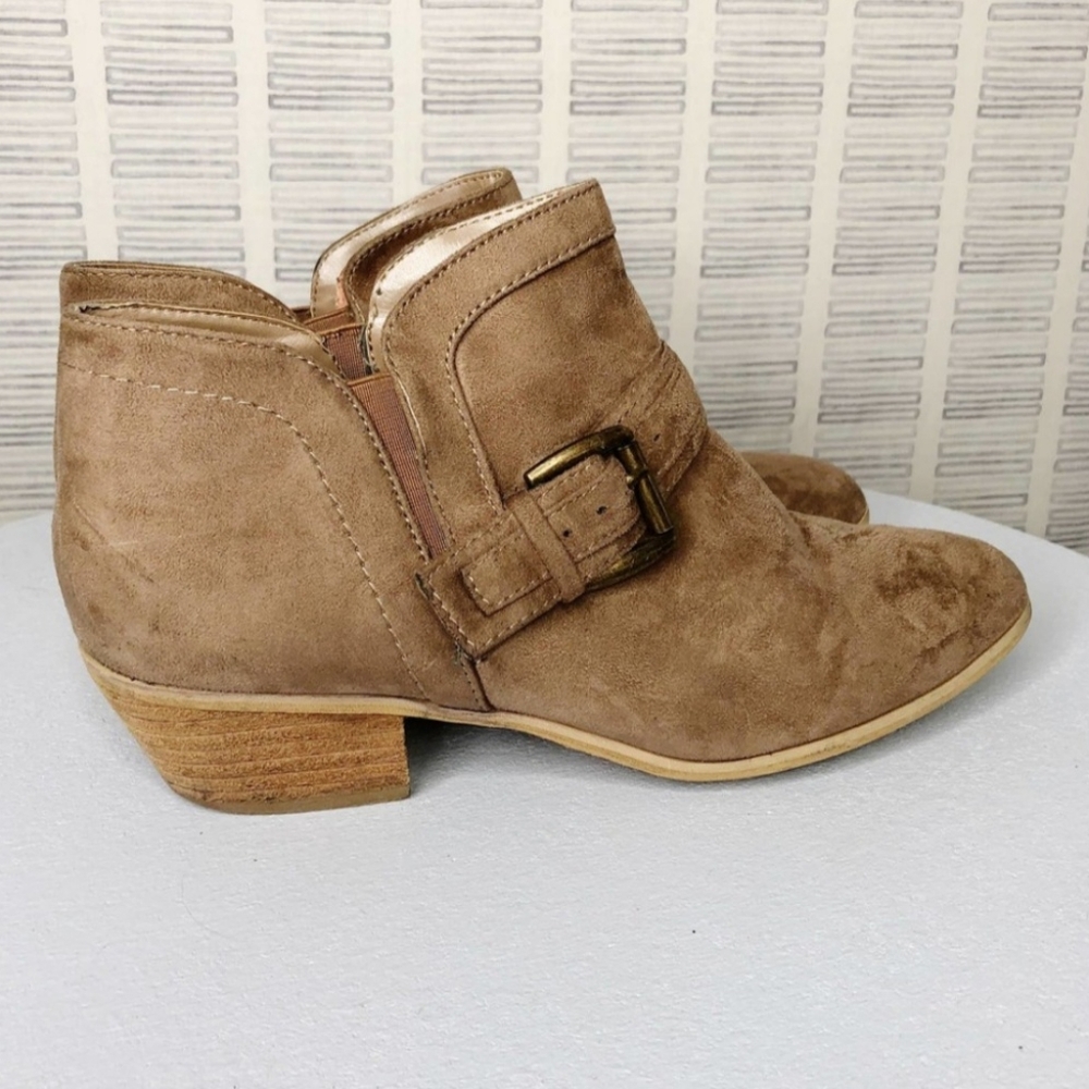 Very Volatile Tan Buckle Ankle Boots